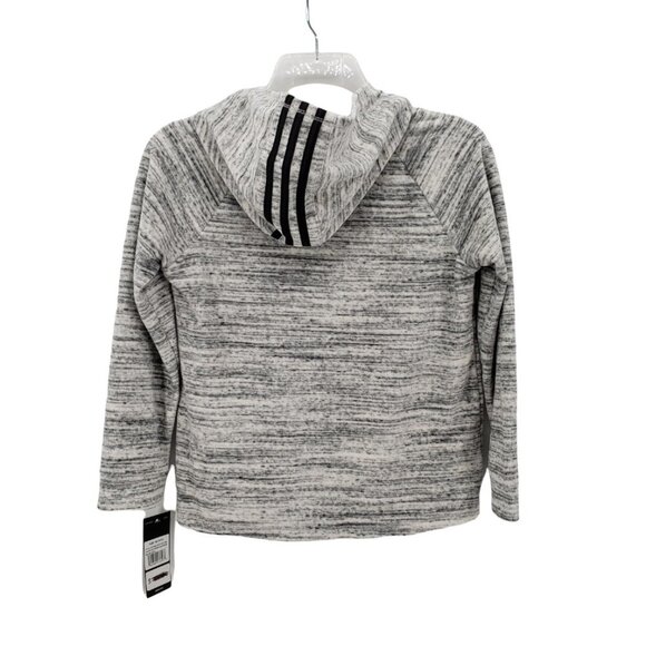 ADIDAS nwt Velour Fleece Jacket Full Zip Space Dyed Off White Black Girls M - Picture 9 of 9